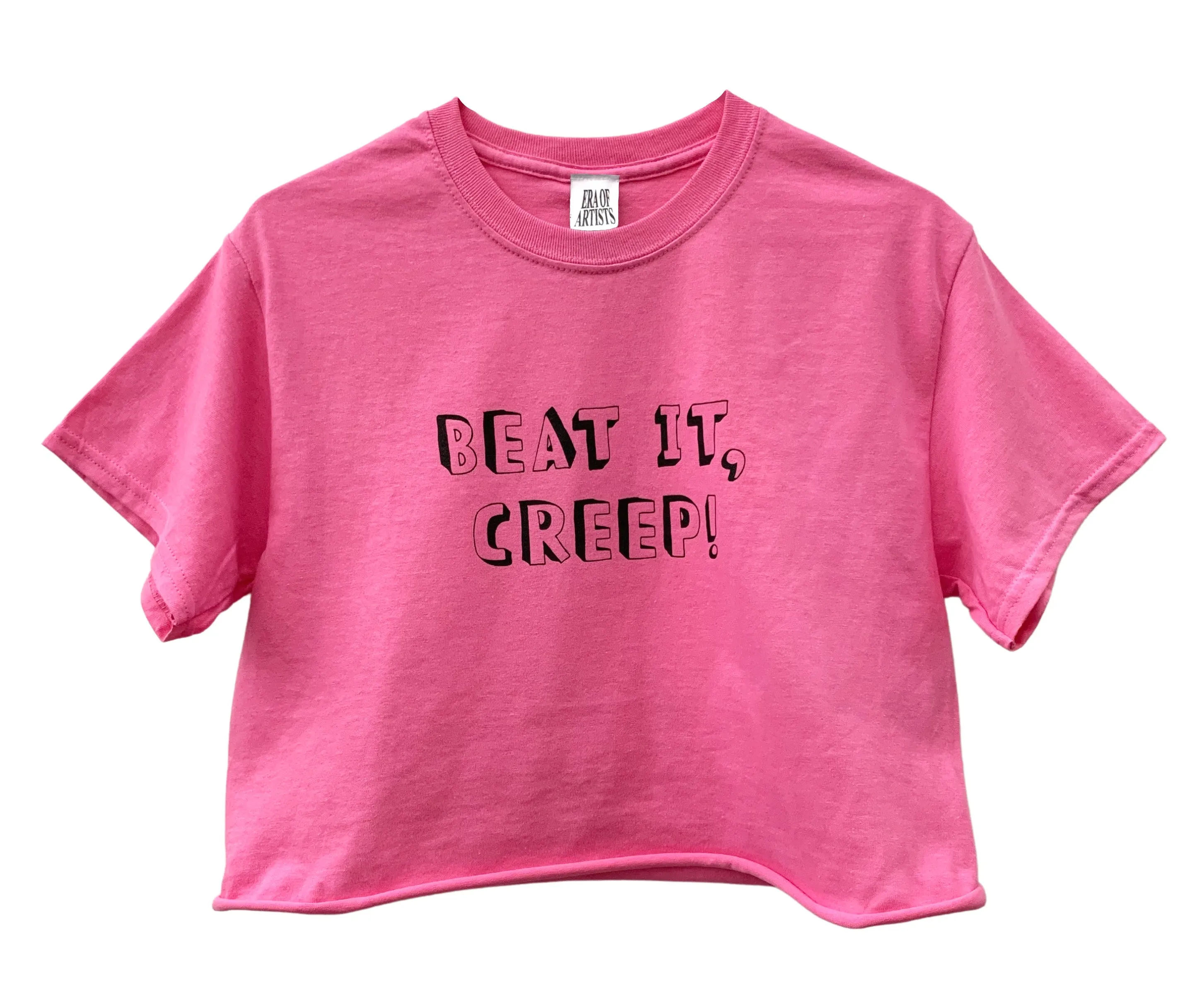 Beat It, Creep! Bright Pink Cropped Unisex Tee