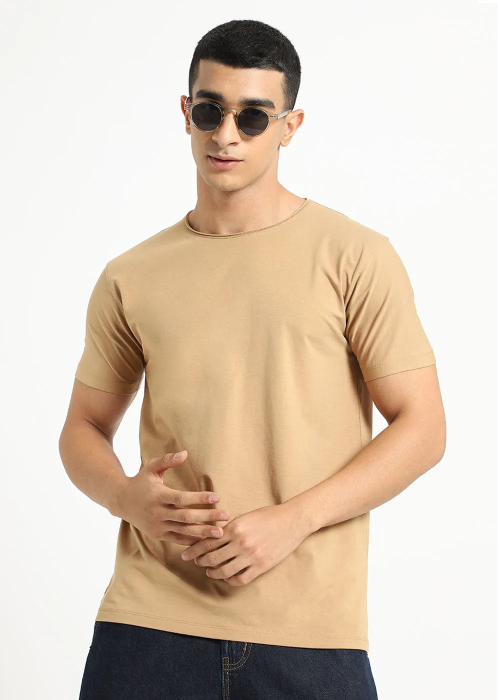 Beige Crew neck T-shirt