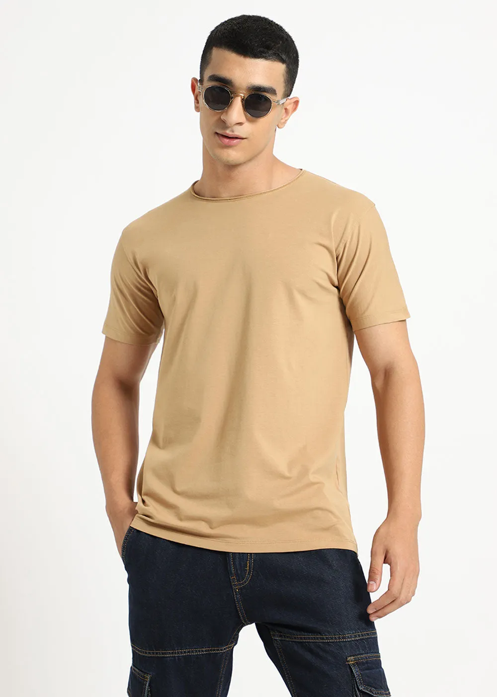 Beige Crew neck T-shirt