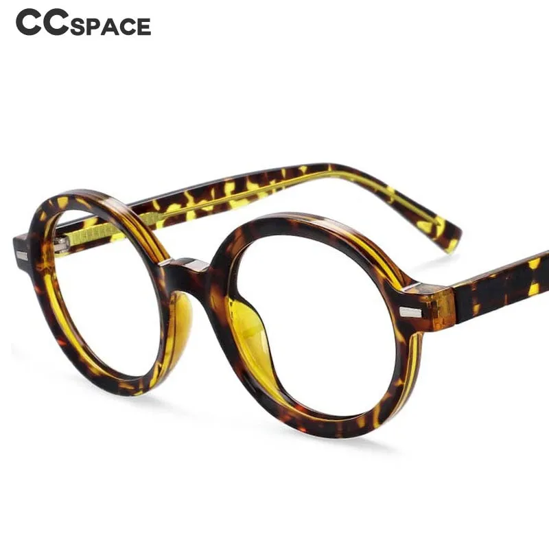 CCspace Unisex Full Rim Round Oval Tr 90 Titanium Rivet Frame Eyeglasses 54026