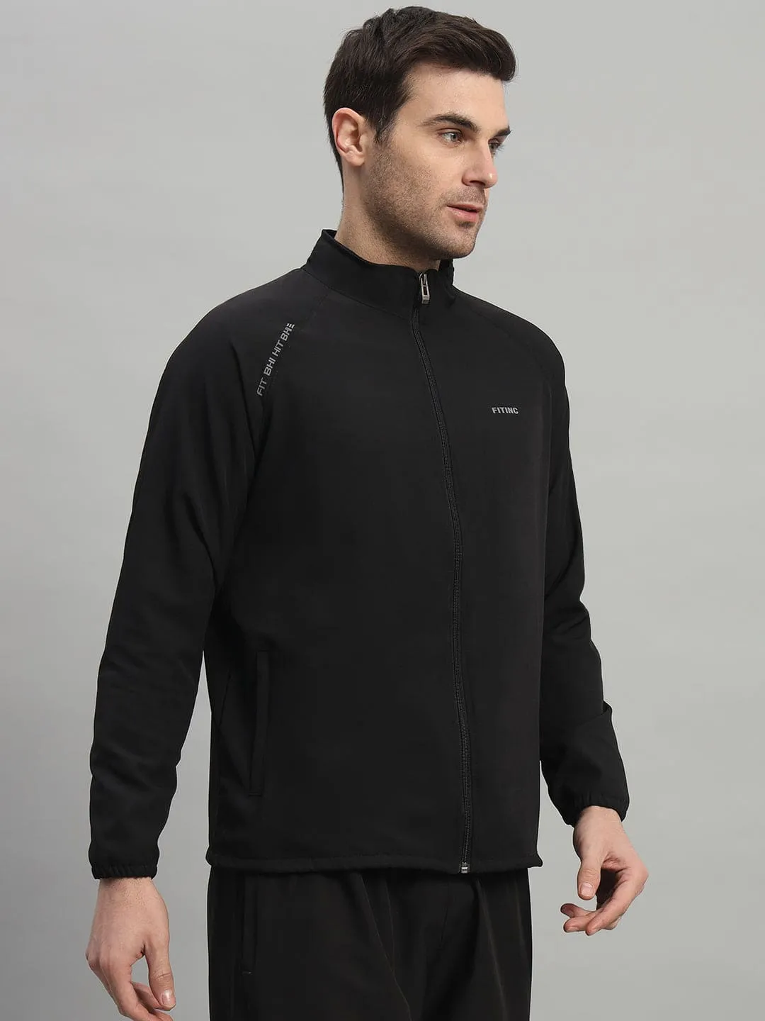 FITINC Sports Track Jacket for Men - Black