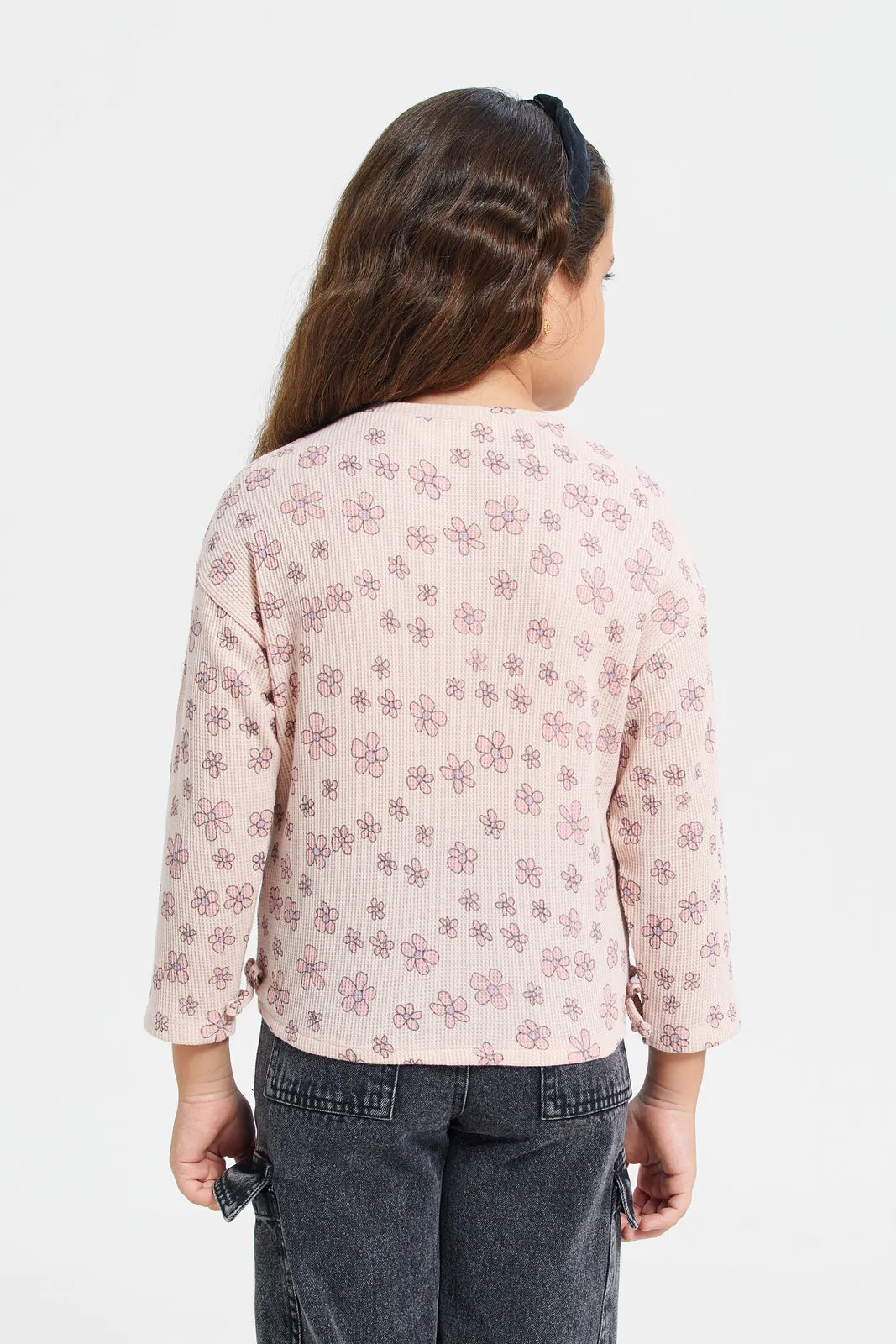 Girls Pink Printed Top