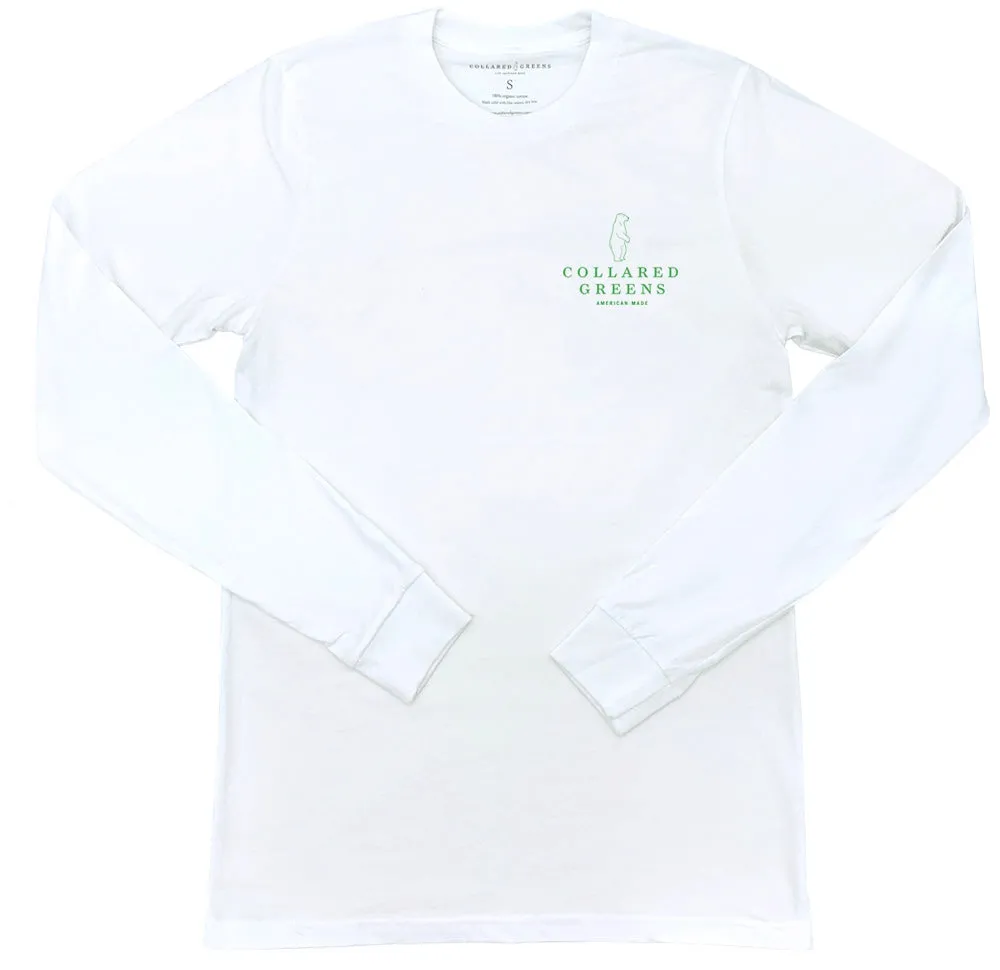 Green Dog: Long Sleeve T-Shirt - White