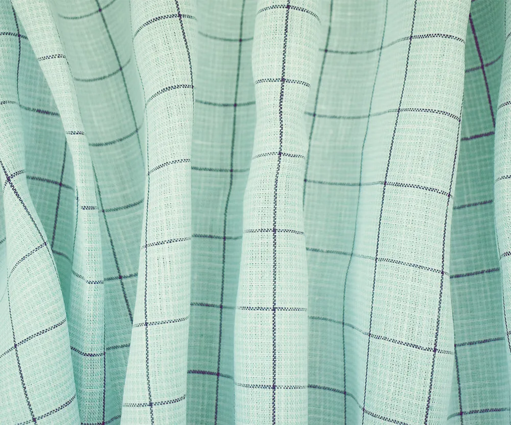 Green-Gray-White Spence Bryson Check Grid Irish Linen Woven Fabric