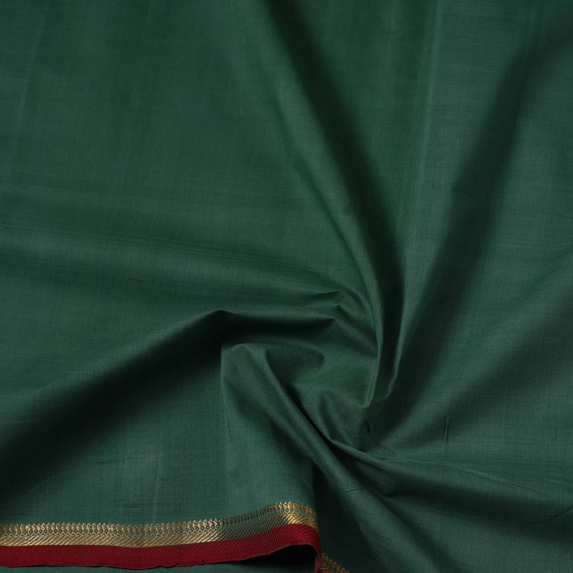 Green - Handloom Mangalagiri Cotton Fabric with Zari Border 06