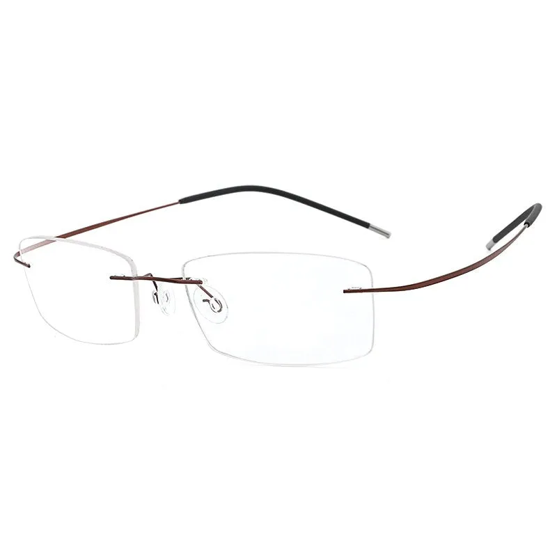 Hdcrafter Unisex Eyeglasses Lightweight Frame Titanium Rimless Hd