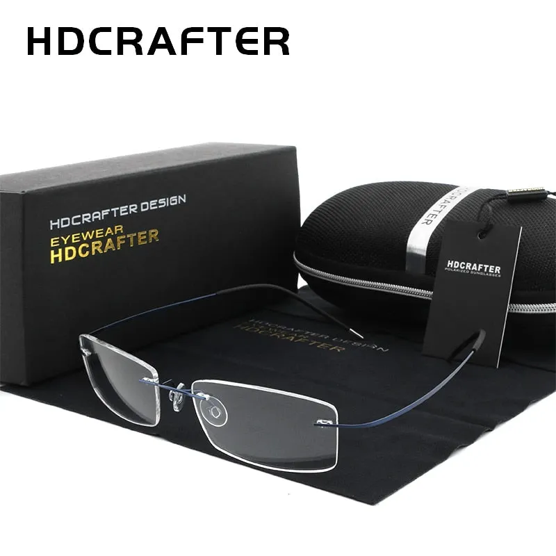 Hdcrafter Unisex Eyeglasses Lightweight Frame Titanium Rimless Hd