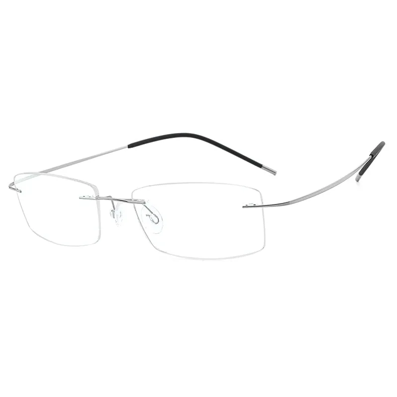 Hdcrafter Unisex Eyeglasses Lightweight Frame Titanium Rimless Hd