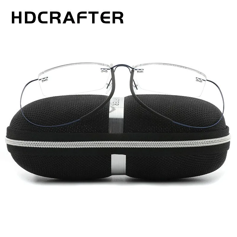 Hdcrafter Unisex Eyeglasses Lightweight Frame Titanium Rimless Hd