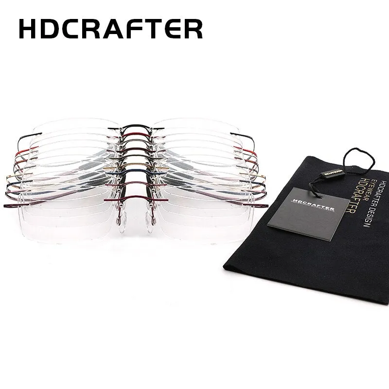 Hdcrafter Unisex Eyeglasses Lightweight Frame Titanium Rimless Hd