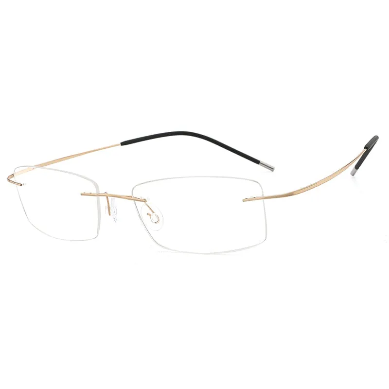 Hdcrafter Unisex Eyeglasses Lightweight Frame Titanium Rimless Hd