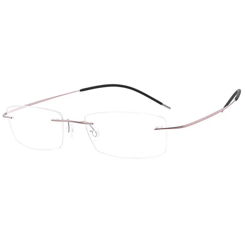 Hdcrafter Unisex Eyeglasses Lightweight Frame Titanium Rimless Hd