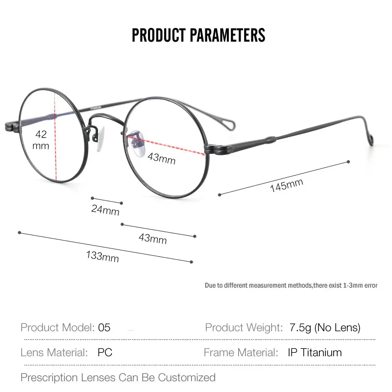 Muzz Unisex Full Rim Round Titanium Eyeglasses Mu005