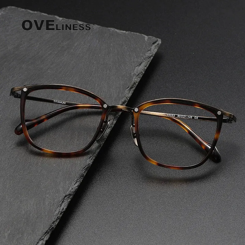 Oveliness Unisex Full Rim Square Acetate Titanium Eyeglasses Y053