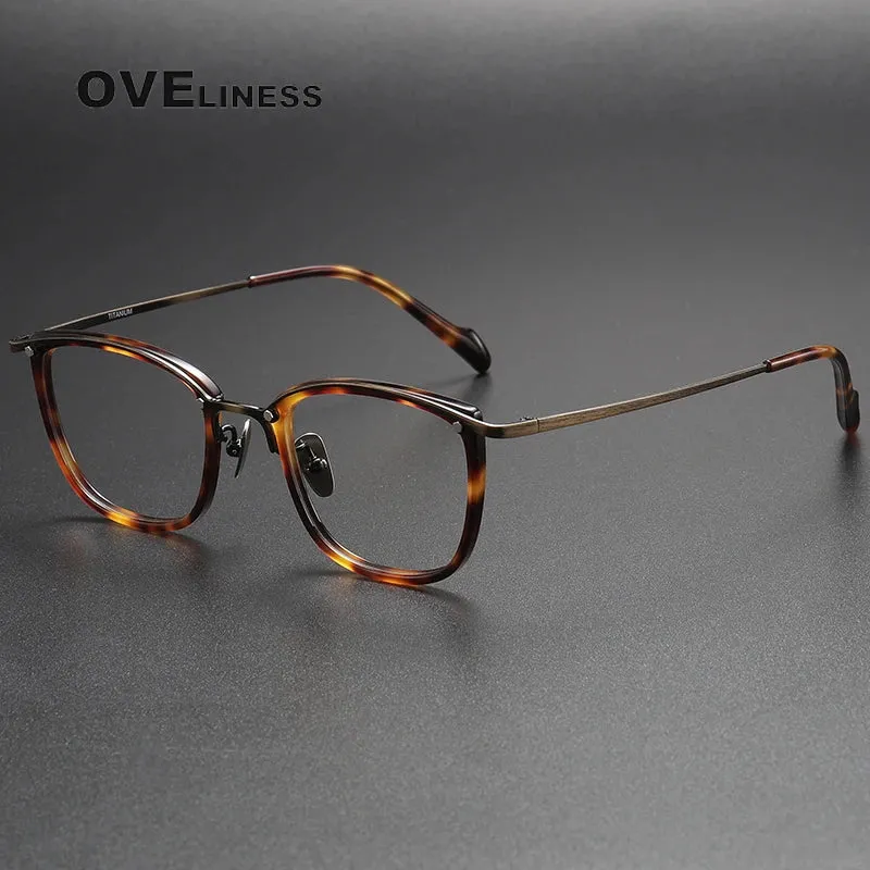 Oveliness Unisex Full Rim Square Acetate Titanium Eyeglasses Y053