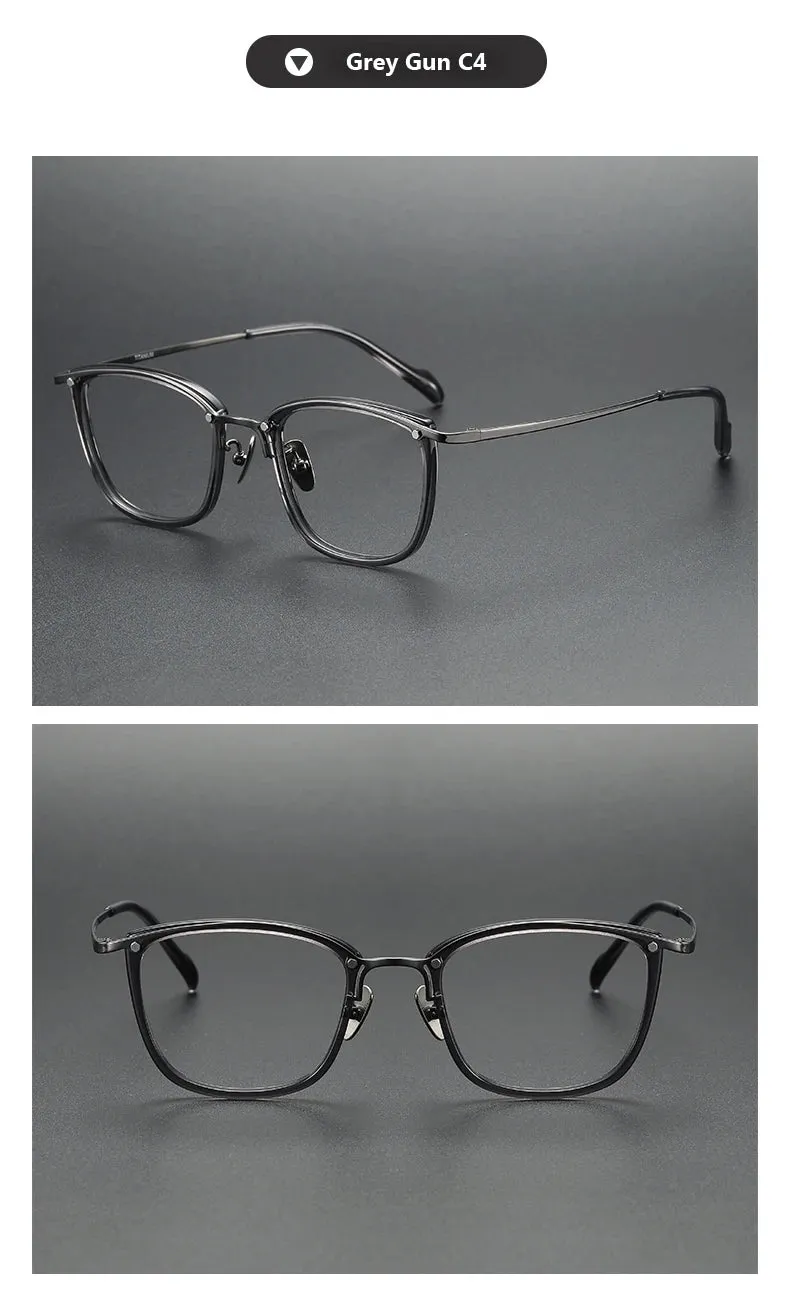 Oveliness Unisex Full Rim Square Acetate Titanium Eyeglasses Y053