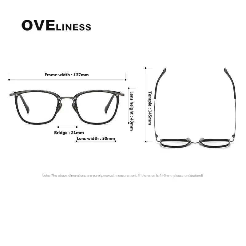 Oveliness Unisex Full Rim Square Acetate Titanium Eyeglasses Y053