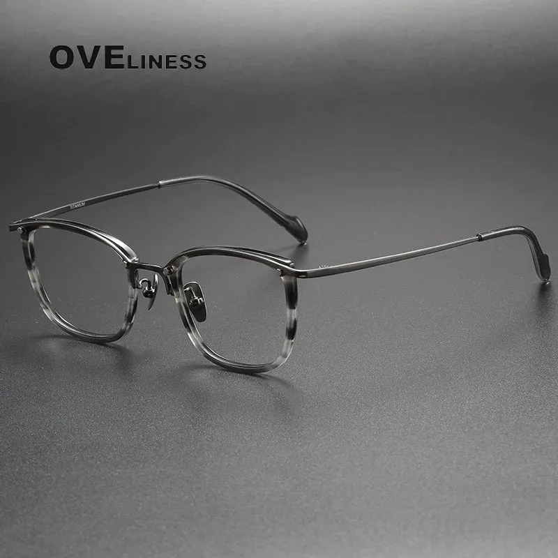 Oveliness Unisex Full Rim Square Acetate Titanium Eyeglasses Y053