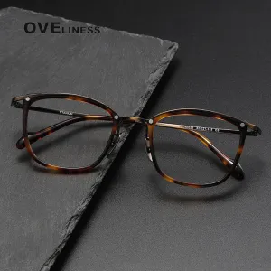 Oveliness Unisex Full Rim Square Acetate Titanium Eyeglasses Y053