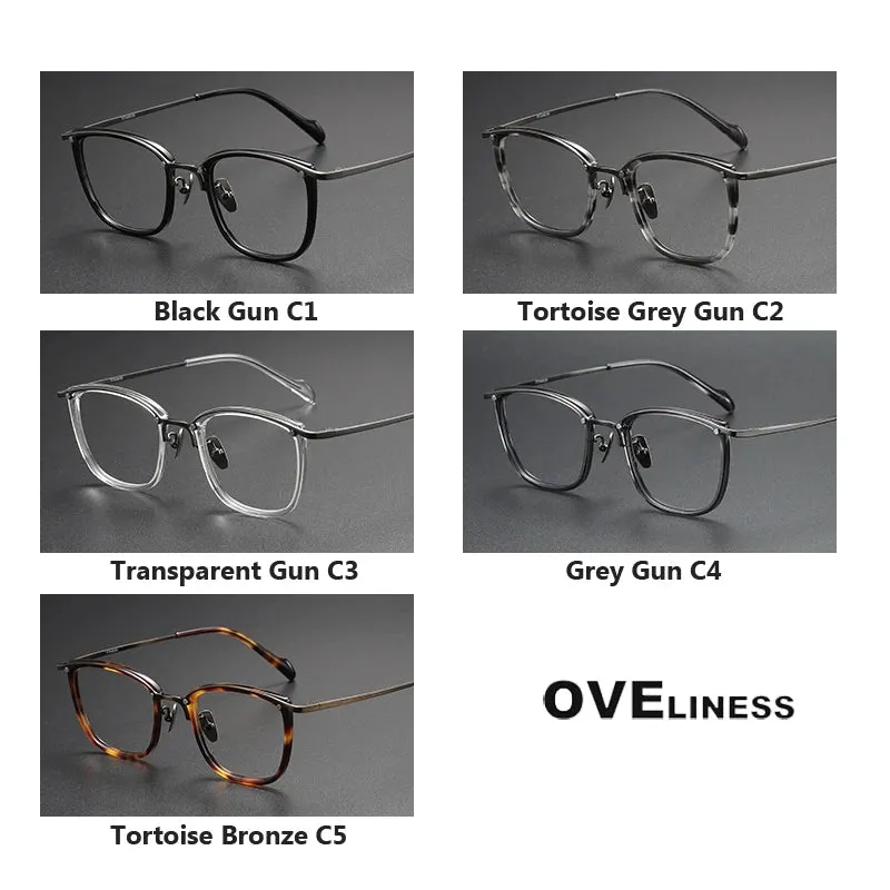 Oveliness Unisex Full Rim Square Acetate Titanium Eyeglasses Y053