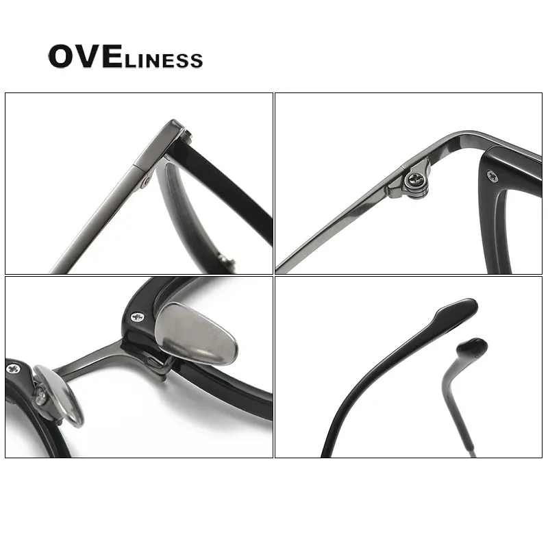 Oveliness Unisex Full Rim Square Acetate Titanium Eyeglasses Y053