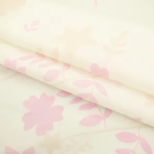 Printed Lining Design-16 Baby Pink Leaves on Cream