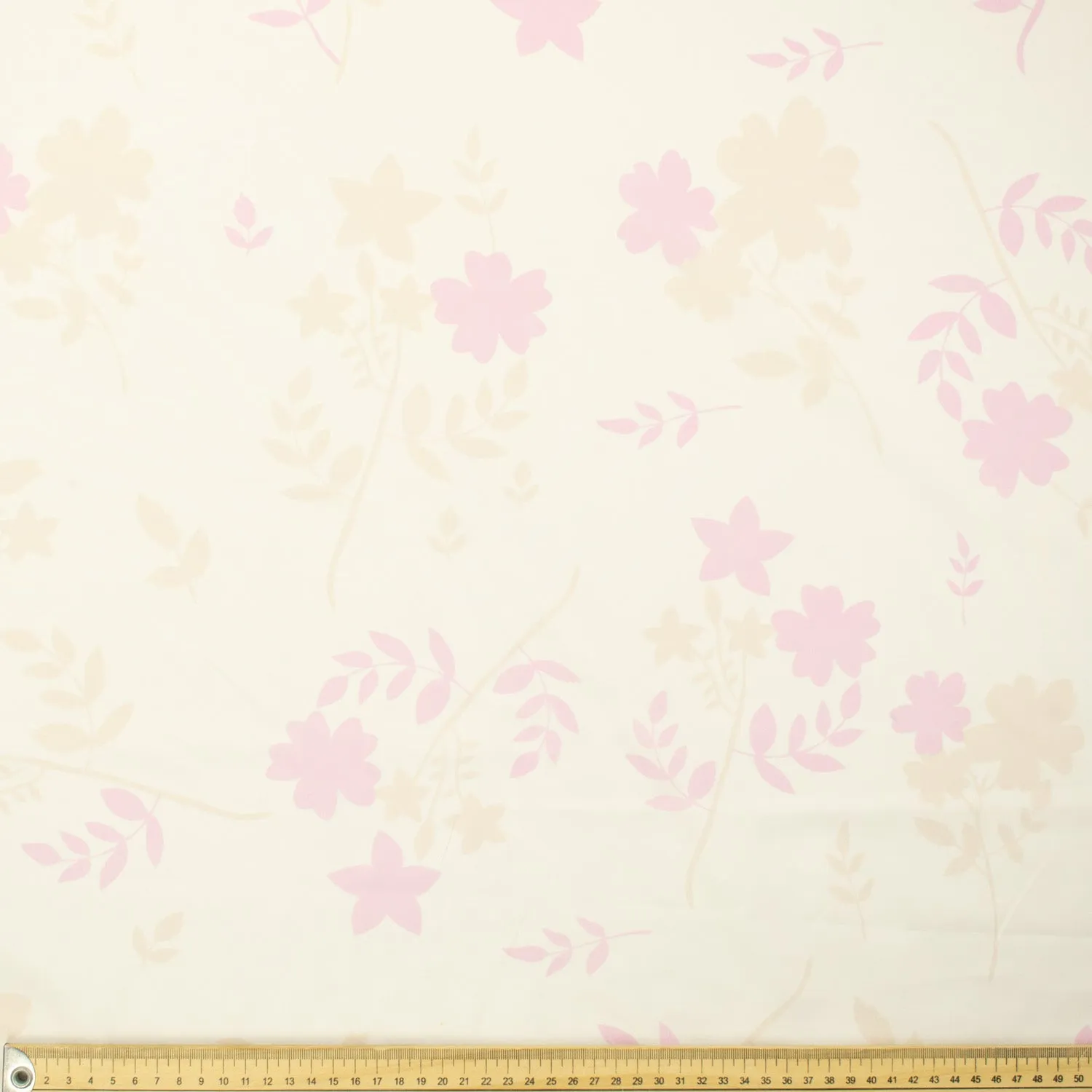 Printed Lining Design-16 Baby Pink Leaves on Cream