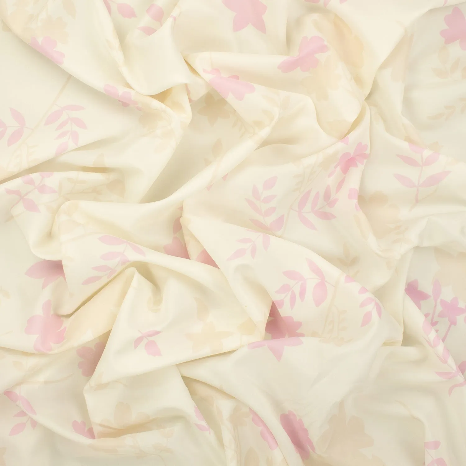 Printed Lining Design-16 Baby Pink Leaves on Cream