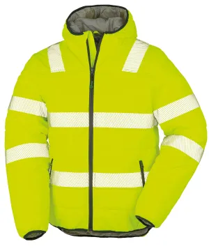 Recycled ripstop padded safety jacket | Fluorescent Yellow