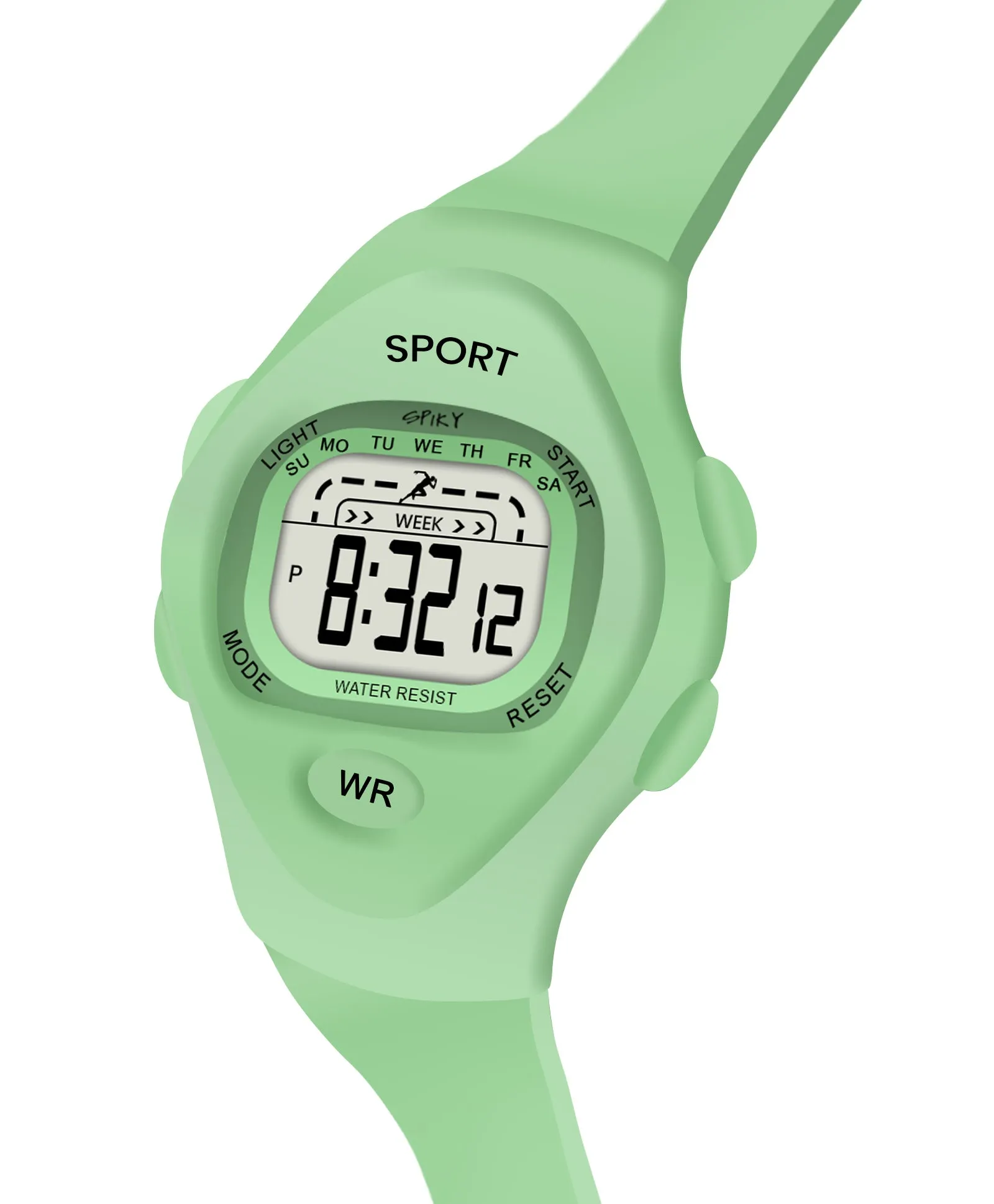 Spiky Rectangular Sports Digital Watch - Green