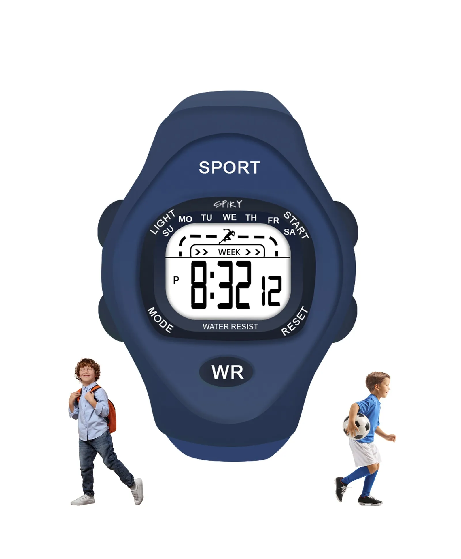 Spiky Rectangular Sports Digital Watch - Green