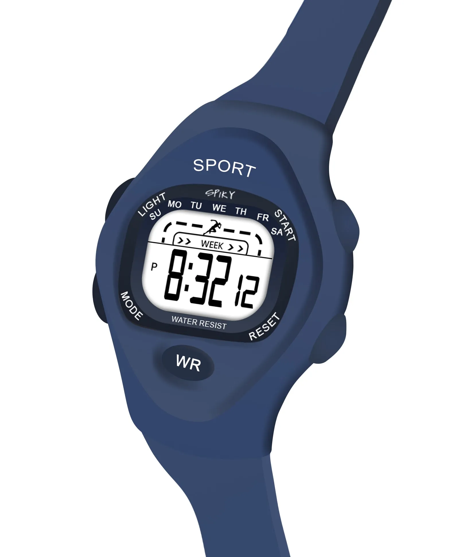 Spiky Rectangular Sports Digital Watch - Green