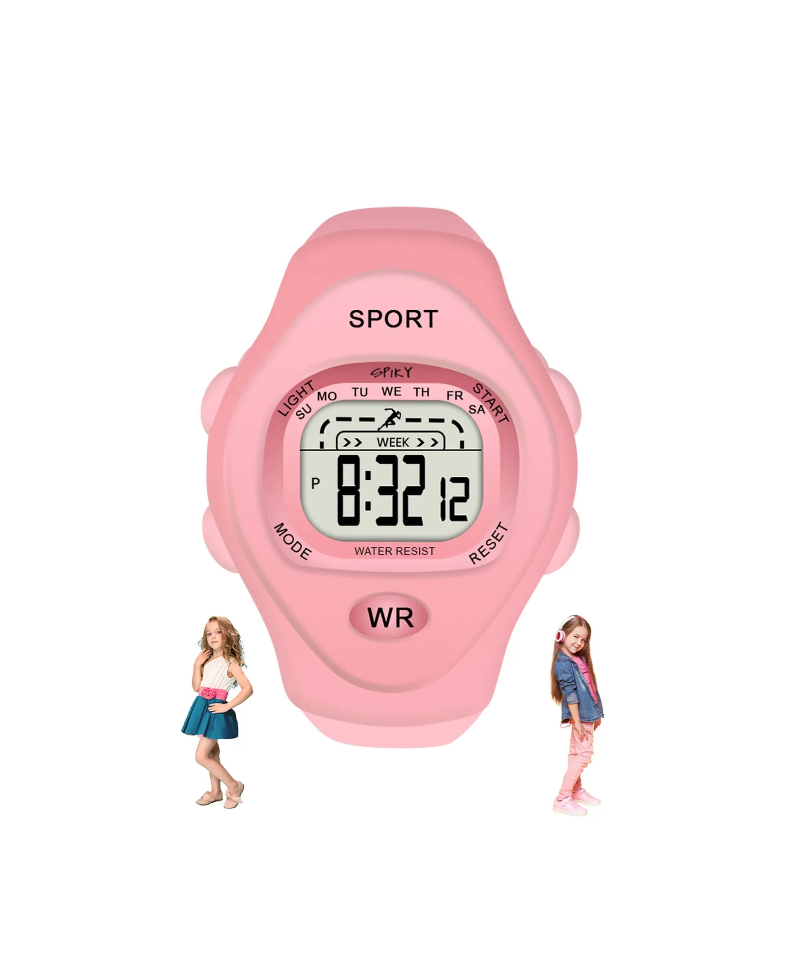 Spiky Rectangular Sports Digital Watch - Green