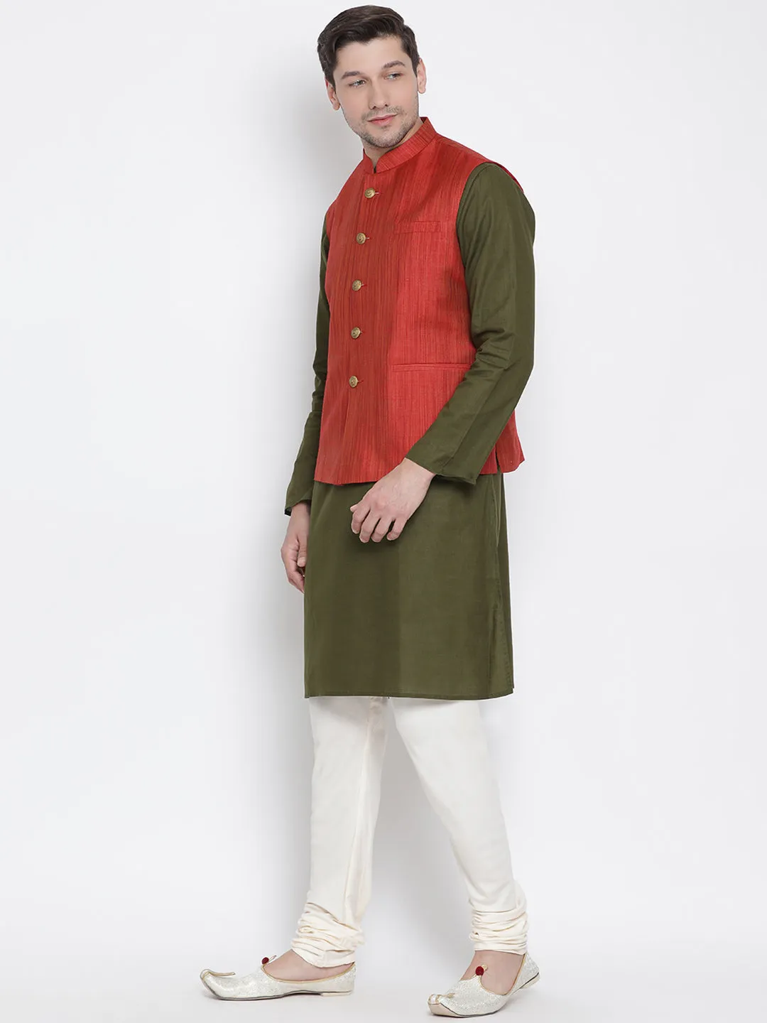 VASTRAMAY Green Men's Kurta Set