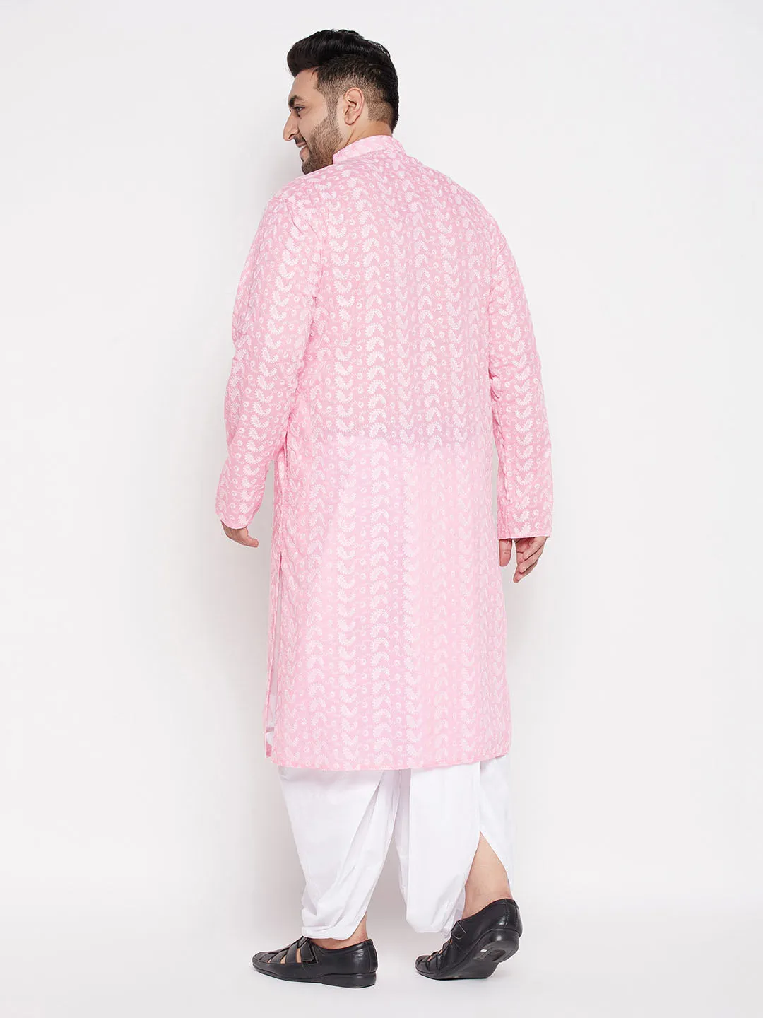 VASTRAMAY Pink Chikankari Embroidered Kurta Set