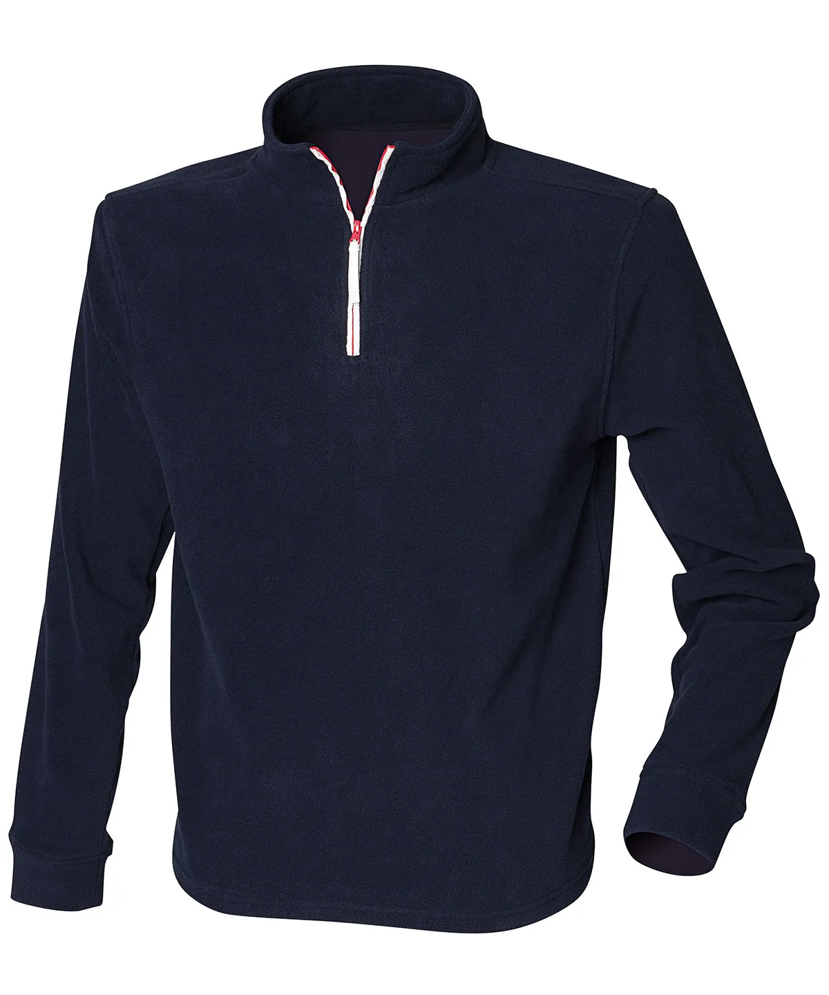 zip long sleeve fleece piped | Navy/White/Red